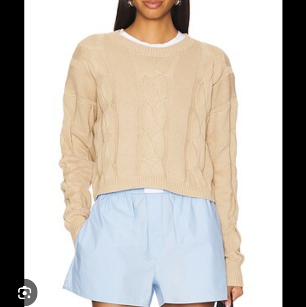 Beach Riot Clarice Cable Knit Crop Sweater